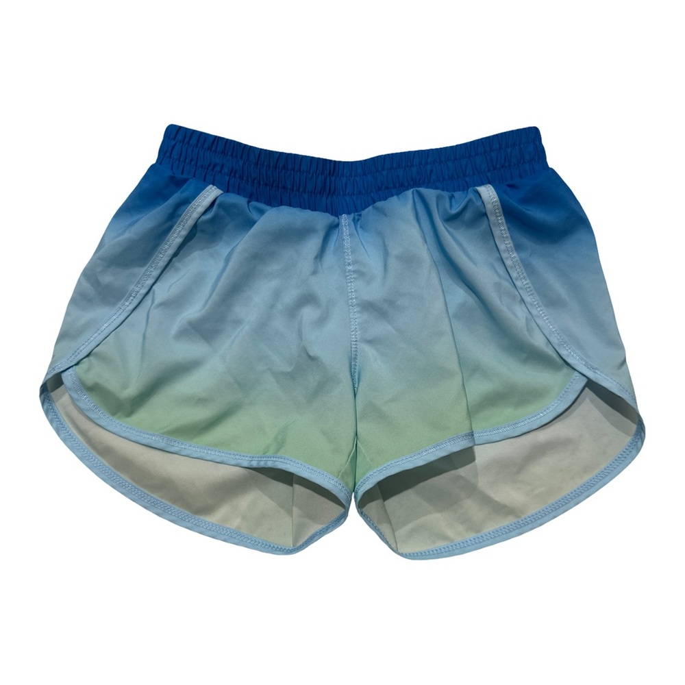 Girls All In Motion Blue Green Ombre Athletic Running Shorts Size 6/7